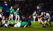 10 March 2023; Gus McCarthy of Ireland scores his side's third try during the U20 Six Nations Rugby Championship match between Scotland and Ireland at Scotstoun Stadium in Glasgow, Scotland. Photo by Brendan Moran/Sportsfile