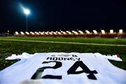 10 March 2023; A general view of the Dundalk jersey to be presented to the family of Private Sean Rooney before the SSE Airtricity Men's Premier Division match between Derry City and Dundalk at The Ryan McBride Brandywell Stadium in Derry. Photo by Ben McShane/Sportsfile