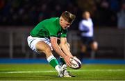 10 March 2023; Fintan Gunne of Ireland scores his side's fifth try during the U20 Six Nations Rugby Championship match between Scotland and Ireland at Scotstoun Stadium in Glasgow, Scotland. Photo by Brendan Moran/Sportsfile