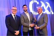 10 March 2023; Stephen O’Keeffe of Ballygunner is presented with his AIB GAA Hurling Club Team of The Year award by GAA Vice President John Murphy, right, and AIB CMO Mark Doyle, at the AIB Club Players Awards at Croke Park in Dublin. Photo by Ramsey Cardy/Sportsfile