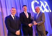 10 March 2023; TJ Reid of Shamrocks Ballyhale is presented with his AIB GAA Hurling Club Team of The Year award by GAA Vice President John Murphy, right, and AIB CMO Mark Doyle, at the AIB Club Players Awards at Croke Park in Dublin. Photo by Ramsey Cardy/Sportsfile