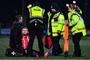 10 March 2023; Mark Connolly of Derry City receives medical attention for an injury during the SSE Airtricity Men's Premier Division match between Derry City and Dundalk at The Ryan McBride Brandywell Stadium in Derry. Photo by Ben McShane/Sportsfile