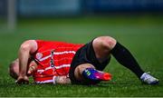 10 March 2023; Mark Connolly reacts after sustaining an injury during the SSE Airtricity Men's Premier Division match between Derry City and Dundalk at The Ryan McBride Brandywell Stadium in Derry. Photo by Ben McShane/Sportsfile