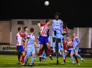 10 March 2023; Wilson Waweru of Cobh Ramblers clears the ball during the SSE Airtricity Men's First Division match between Treaty United and Cobh Ramblers at Markets Field in Limerick. Photo by Michael P Ryan/Sportsfile