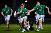 10 March 2023; Fintan Gunne of Ireland makes a break during the U20 Six Nations Rugby Championship match between Scotland and Ireland at Scotstoun Stadium in Glasgow, Scotland. Photo by Brendan Moran/Sportsfile
