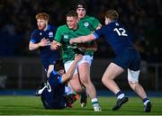 10 March 2023; Danny Sheahan of Ireland is tackled by Luke Townsend, left, and Kerr Yule of Scotland during the U20 Six Nations Rugby Championship match between Scotland and Ireland at Scotstoun Stadium in Glasgow, Scotland. Photo by Brendan Moran/Sportsfile