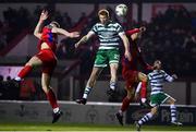 10 March 2023; Rory Gaffney of Shamrock Rovers heads at goal during the SSE Airtricity Men's Premier Division match between Shelbourne and Shamrock Rovers at Tolka Park in Dublin. Photo by Seb Daly/Sportsfile