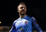 10 March 2023; Jack Doherty of Cobh Ramblers celebrates after scoring his side's third goal during the SSE Airtricity Men's First Division match between Treaty United and Cobh Ramblers at Markets Field in Limerick. Photo by Michael P Ryan/Sportsfile