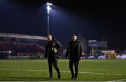 10 March 2023; Shamrock Rovers manager Stephen Bradley, right, and Shamrock Rovers coach Glenn Cronin after the SSE Airtricity Men's Premier Division match between Shelbourne and Shamrock Rovers at Tolka Park in Dublin. Photo by Seb Daly/Sportsfile