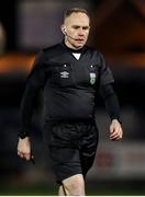10 March 2023; Referee Jason Moore during the SSE Airtricity Men's First Division match between Treaty United and Cobh Ramblers at Markets Field in Limerick. Photo by Michael P Ryan/Sportsfile