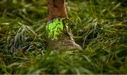 11 March 2023; A detailed view of the shoe of Emily Bolton of Mount Sackville Secondary School Chapelizod, Dublin, during the intermediate girls 3500m during the 123.ie All-Ireland Schools Cross Country Championships at SETU Sports Campus in Carriganore, Waterford. Photo by David Fitzgerald/Sportsfile