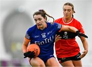 11 March 2023; Catherine Campbell of ATU Donegal in action against Sarah Conlon of UCC during the 2023 Yoplait Ladies HEC Lynch Cup Final match between ATU Donegal and UCC at University of Galway Connacht GAA Air Dome in Bekan, Mayo. Photo by Piaras Ó Mídheach/Sportsfile