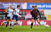11 March 2023; Sarah Rowe of Bohemians in action against Rachel Graham of Shelbourne during the SSE Airtricity Women's Premier Division match between Bohemians and Shelbourne at Dalymount Park in Dublin. Photo by Tyler Miller/Sportsfile
