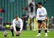11 March 2023; Marcus Smith, right, and Owen Farrell of England before the Guinness Six Nations Rugby Championship match between England and France at Twickenham Stadium in London, England. Photo by Harry Murphy/Sportsfile