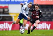 11 March 2023; Kerri Letmon of Shelbourne in action against Rachel Doyle of Bohemians during the SSE Airtricity Women's Premier Division match between Bohemians and Shelbourne at Dalymount Park in Dublin. Photo by Tyler Miller/Sportsfile