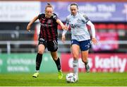 11 March 2023; Kerri Letmon of Shelbourne in action against Niamh Prior of Bohemians during the SSE Airtricity Women's Premier Division match between Bohemians and Shelbourne at Dalymount Park in Dublin. Photo by Tyler Miller/Sportsfile