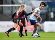 11 March 2023; Alex Kavanagh of Shelbourne in action against Fiona Donnelly of Bohemians during the SSE Airtricity Women's Premier Division match between Bohemians and Shelbourne at Dalymount Park in Dublin. Photo by Tyler Miller/Sportsfile