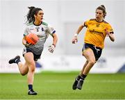 11 March 2023; Erika O'Shea of University of Limerick in action against Ciara Finnegan of DCU Dóchas Éireann during the 2023 Yoplait Ladies HEC O’Connor Cup Final match between DCU Dóchas Éireann and University of Limerick  at University of Galway Connacht GAA Air Dome in Bekan, Mayo. Photo by Piaras Ó Mídheach/Sportsfile