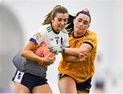 11 March 2023; Aisling Reidy of University of Limerick in action against Laoise Lenehan of DCU Dóchas Éireann during the 2023 Yoplait Ladies HEC O’Connor Cup Final match between DCU Dóchas Éireann and University of Limerick at University of Galway Connacht GAA Air Dome in Bekan, Mayo. Photo by Piaras Ó Mídheach/Sportsfile