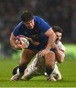 11 March 2023; Julien Marchand of France is tackled by Ben Curry of England during the Guinness Six Nations Rugby Championship match between England and France at Twickenham Stadium in London, England. Photo by Harry Murphy/Sportsfile