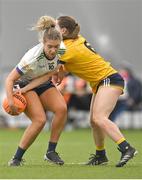 11 March 2023; Niamh O'Connor of University of Limerick in action against Ruth Sargeant of DCU Dóchas Éireann during the 2023 Yoplait Ladies HEC O’Connor Cup Final match between DCU Dóchas Éireann and University of Limerick at University of Galway Connacht GAA Air Dome in Bekan, Mayo. Photo by Piaras Ó Mídheach/Sportsfile