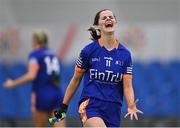 11 March 2023; ATU Donegal captain Julie Treaty celebrates after her side's victory in the 2023 Yoplait Ladies HEC Lynch Cup Final match between ATU Donegal and UCC at University of Galway Connacht GAA Air Dome in Bekan, Mayo. Photo by Piaras Ó Mídheach/Sportsfile