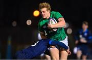 10 March 2023; Hugh Gavin of Ireland is tackled by Duncan Munn of Scotland during the U20 Six Nations Rugby Championship match between Scotland and Ireland at Scotstoun Stadium in Glasgow, Scotland. Photo by Brendan Moran/Sportsfile