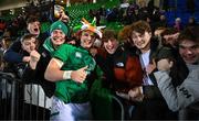 10 March 2023; Hugh Gavin of Ireland celebrates with supporters after the U20 Six Nations Rugby Championship match between Scotland and Ireland at Scotstoun Stadium in Glasgow, Scotland. Photo by Brendan Moran/Sportsfile