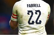 11 March 2023; A detailed view of the shirt of England's Owen Farrell during the Guinness Six Nations Rugby Championship match between England and France at Twickenham Stadium in London, England. Photo by Harry Murphy/Sportsfile