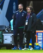 12 March 2023; Ireland head coach Andy Farrell, left, and IRFU performance director David Nucifora before the Guinness Six Nations Rugby Championship match between Scotland and Ireland at BT Murrayfield Stadium in Edinburgh, Scotland. Photo by Harry Murphy/Sportsfile