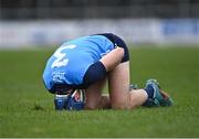 12 March 2023; Eoghan O'Donnell of Dublin awaits medical attention for a hand injury during the Allianz Hurling League Division 1 Group A match between Kilkenny and Dublin at UPMC Nowlan Park in Kilkenny. Photo by Piaras Ó Mídheach/Sportsfile