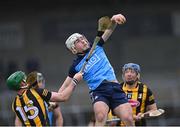 12 March 2023; Andy Dunphy of Dublin wins possession ahead of Eoin Cody of Kilkenny, 15, during the Allianz Hurling League Division 1 Group A match between Kilkenny and Dublin at UPMC Nowlan Park in Kilkenny. Photo by Piaras Ó Mídheach/Sportsfile