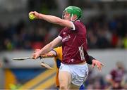 12 March 2023; Cianan Fahy of Galway in action against John Conlon of Clare during the Allianz Hurling League Division 1 Group B match between Clare and Galway at Cusack Park in Ennis, Clare. Photo by Ray McManus/Sportsfile