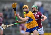 12 March 2023; Robyn Mounsey of Clare in action against Jack Grealish of Galway during the Allianz Hurling League Division 1 Group B match between Clare and Galway at Cusack Park in Ennis, Clare. Photo by Ray McManus/Sportsfile