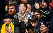 12 March 2023; A Scotland supporter holds a sign for Finn Russell of Scotland before the Guinness Six Nations Rugby Championship match between Scotland and Ireland at BT Murrayfield Stadium in Edinburgh, Scotland. Photo by Harry Murphy/Sportsfile