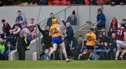 12 March 2023; Galway manager Henry Shefflin and standby referee and linesman Fergal Horgan point the direction of the next line ball during the Allianz Hurling League Division 1 Group B match between Clare and Galway at Cusack Park in Ennis, Clare. Photo by Ray McManus/Sportsfile