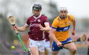 12 March 2023; Kevin Cooney of Galway in action against Conor Cleary of Clare during the Allianz Hurling League Division 1 Group B match between Clare and Galway at Cusack Park in Ennis, Clare. Photo by Ray McManus/Sportsfile