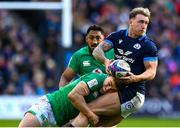 12 March 2023; Stuart Hogg of Scotland is tackled by Garry Ringrose of Ireland during the Guinness Six Nations Rugby Championship match between Scotland and Ireland at BT Murrayfield Stadium in Edinburgh, Scotland. Photo by Harry Murphy/Sportsfile