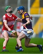 12 March 2023; Charlie McGuckin of Wexford is tackled by Brian Roche of Cork during the Allianz Hurling League Division 1 Group A match between Cork and Wexford at Páirc Ui Chaoimh in Cork. Photo by Eóin Noonan/Sportsfile