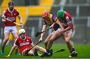 12 March 2023; Lee Chin of Wexford in action against Brian Roche of Cork during the Allianz Hurling League Division 1 Group A match between Cork and Wexford at Páirc Ui Chaoimh in Cork. Photo by Eóin Noonan/Sportsfile