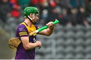 12 March 2023; Conor McDonald of Wexford attempts to dry his hurley during the Allianz Hurling League Division 1 Group A match between Cork and Wexford at Páirc Ui Chaoimh in Cork. Photo by Eóin Noonan/Sportsfile
