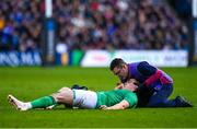 12 March 2023; Garry Ringrose of Ireland receives medical attention during the Guinness Six Nations Rugby Championship match between Scotland and Ireland at BT Murrayfield Stadium in Edinburgh, Scotland. Photo by Harry Murphy/Sportsfile