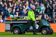 12 March 2023; Garry Ringrose of Ireland gives a thumbs-up as he is taken from the pitch on the medical buggy during the Guinness Six Nations Rugby Championship match between Scotland and Ireland at BT Murrayfield Stadium in Edinburgh, Scotland. Photo by Brendan Moran/Sportsfile