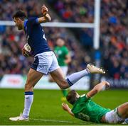 12 March 2023; Blair Kinghorn of Scotland is tackled by Garry Ringrose of Ireland, resulting in Garry Ringrose going off injured, during the Guinness Six Nations Rugby Championship match between Scotland and Ireland at BT Murrayfield Stadium in Edinburgh, Scotland. Photo by Harry Murphy/Sportsfile