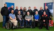 13 March 2023; In attendance are, back row, from left, Ulster regional development officer Paul O’Callaghan, GAA Games for ALL chairperson Brian Armitage, GAA Games for ALL Connacht representative Tim Hynes, GAA Games for ALL Leinster representative Brian Carberry, GAA diversity and inclusion officer Geraldine McTavish, SETU Carlow sports director Donal McNally, GAA Games for ALL Munster representative Gerry McNamara, GAA Games for ALL Leinster representative Pat Lynagh, and GAA Games for ALL Connacht representative Denis O'Boyle, front row, from left, wheelchair hurlers James McCarthy of Munster, GAA Games for ALL players representative Pat Carty, Stephen Casey of Munster, Sean Bennett of Connacht, and David Doherty of Ulster during the GAA Wheelchair Sports Development Day at Croke Park in Dublin. Photo by Seb Daly/Sportsfile