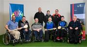 13 March 2023; In attendance are, back row, from left, wheelchair hurler Tom Carey of Leinster, SETU Carlow sports director Donal McNally, and wheelchair hurler David Doherty of Ulster, front row, from left, wheelchair hurlers James McCarthy of Munster, GAA Games for ALL players representative Pat Carty, Stephen Casey of Munster, Sean Bennett of Connacht, Alex Hennebry of Leinster, and Padraig Keogh of Connacht, during the GAA Wheelchair Sports Development Day at Croke Park in Dublin. Photo by Seb Daly/Sportsfile