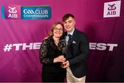 10 March 2023; Dan O'Brien of Kilmacud Crokes, with his mother Lorraine, at the AIB Club Players Awards at Croke Park in Dublin. Photo by Ramsey Cardy/Sportsfile