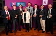 10 March 2023; Kilamcud Crokes representatives, from left, Gerry Walsh, Shane Cunningham, Andrew McGowan, chairperson Joan Keogh, Conor Ferris, Dara Mullin, football chairman Pat HorganDan O'Brien at the AIB Club Players Awards at Croke Park in Dublin. Photo by Ramsey Cardy/Sportsfile