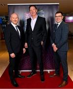 10 March 2023; Jimmy Meagher, Pat Hoban, and Niall Lacey upon arrival at the AIB Club Players Awards at Croke Park in Dublin. Photo by Ramsey Cardy/Sportsfile