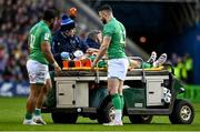 12 March 2023; Bundee Aki and Robbie Henshaw of Ireland check on the wellbeing of teammate Garry Ringrose during the Guinness Six Nations Rugby Championship match between Scotland and Ireland at BT Murrayfield Stadium in Edinburgh, Scotland. Photo by Harry Murphy/Sportsfile